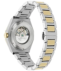Salvatore Ferragamo Men's Ferragamo Edge Skeleton Automatic Two Tone Stainless Steel Bracelet Watch