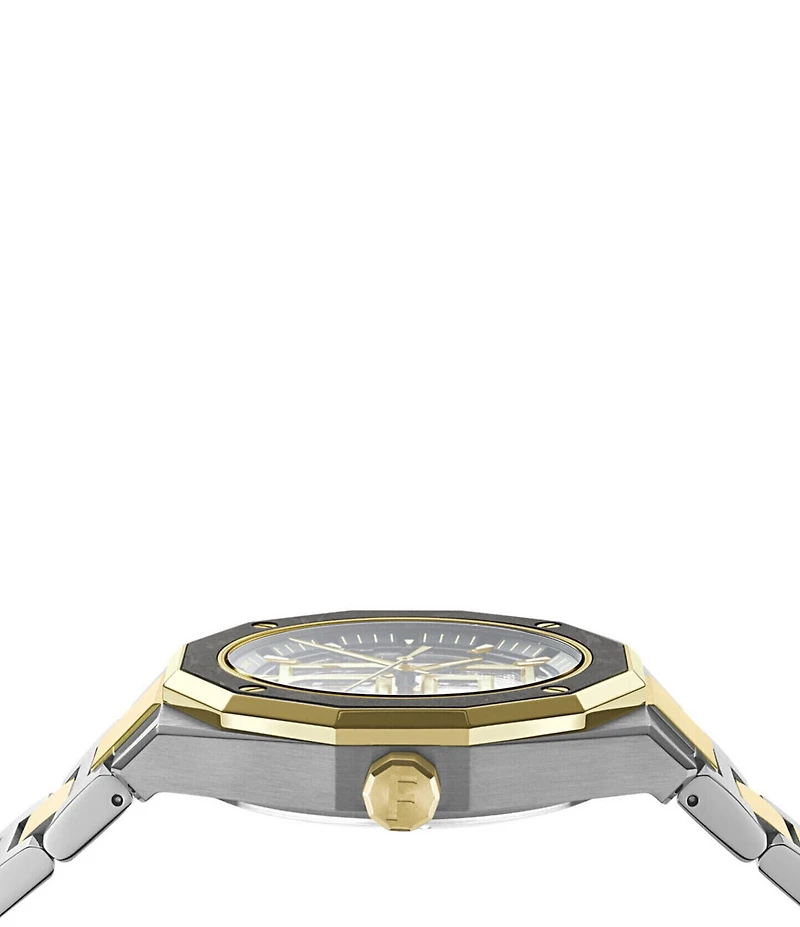 Salvatore Ferragamo Men's Ferragamo Edge Skeleton Automatic Two Tone Stainless Steel Bracelet Watch