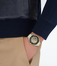 Salvatore Ferragamo Men's Ferragamo Edge Skeleton Automatic Two Tone Stainless Steel Bracelet Watch