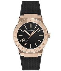 Salvatore Ferragamo Men's Ferragamo Sapphire Logo Quartz Analog Black Strap Watch