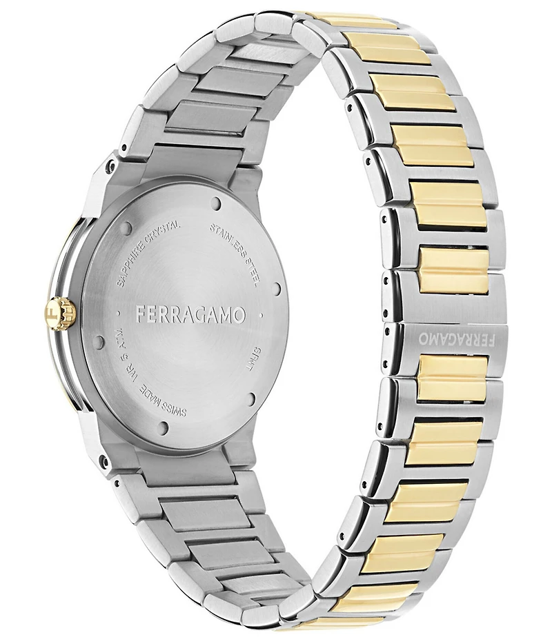 Salvatore Ferragamo Men's Ferragamo Sapphire Logo Quartz Analog Two Tone Stainless Steel Bracelet Watch