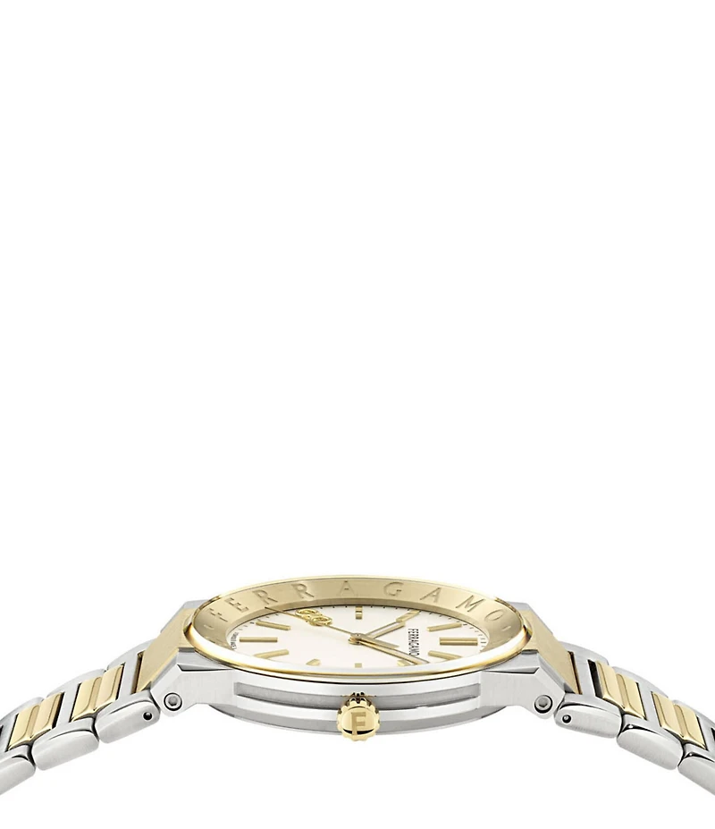 Salvatore Ferragamo Men's Ferragamo Sapphire Logo Quartz Analog Two Tone Stainless Steel Bracelet Watch