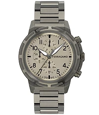 Salvatore Ferragamo Men's Ferragamo Sport Chronograph Gunmetal Stainless Steel Bracelet Watch