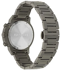 Salvatore Ferragamo Men's Ferragamo Sport Chronograph Gunmetal Stainless Steel Bracelet Watch
