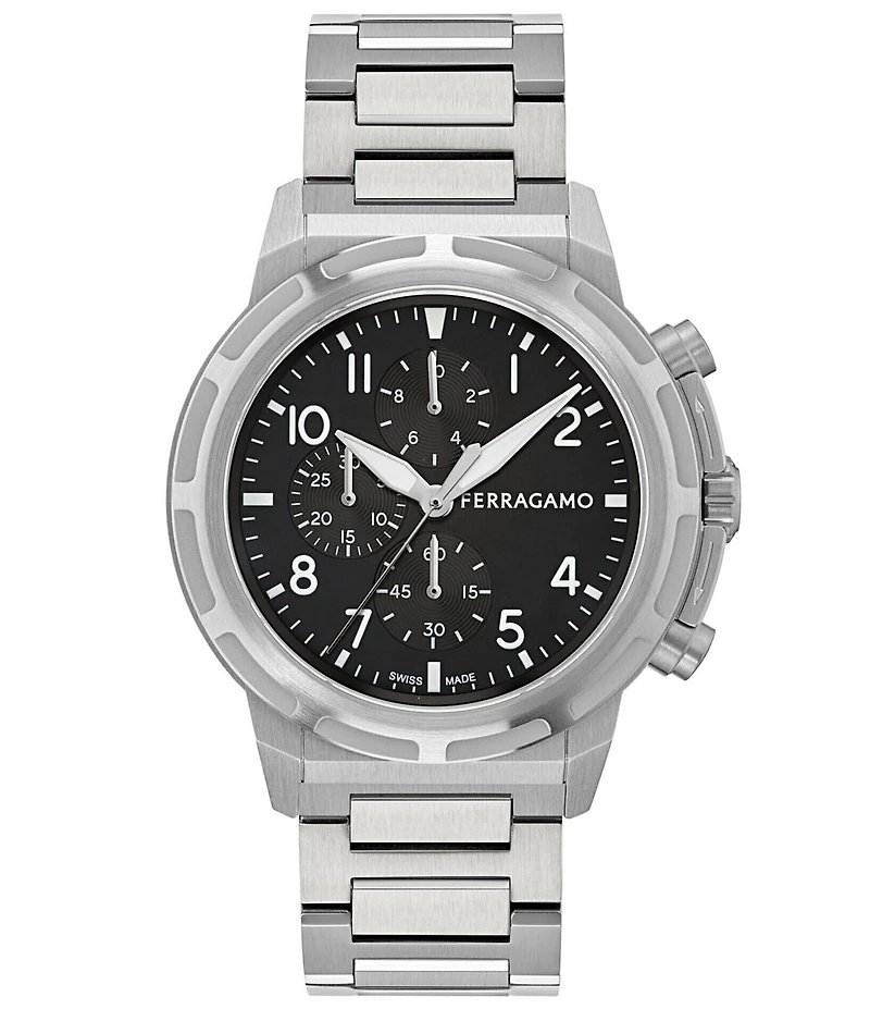 Salvatore Ferragamo Men's Ferragamo Sport Chronograph Stainless Steel Bracelet Watch