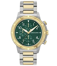 Salvatore Ferragamo Men's Ferragamo Sport Chronograph Two Tone Stainless Steel Bracelet Watch