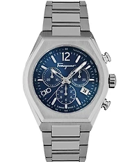 Salvatore Ferragamo Men's Ferragamo Tonneu Chronograph Stainless Steel Bracelet Watch