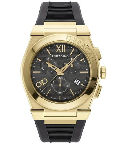 Salvatore Ferragamo Men's Vega Chrono Black Silicone Strap Watch