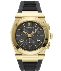 Salvatore Ferragamo Men's Vega Chrono Black Silicone Strap Watch