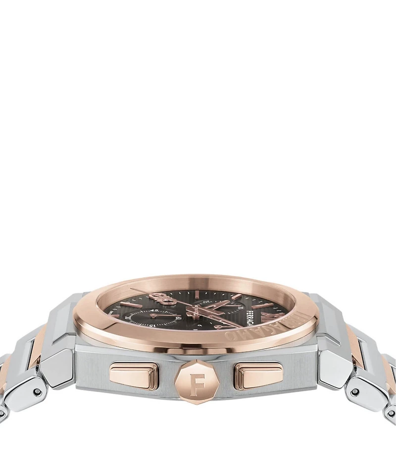 Salvatore Ferragamo Men's Vega Chrono Two Tone Stainless Steel Bracelet Watch