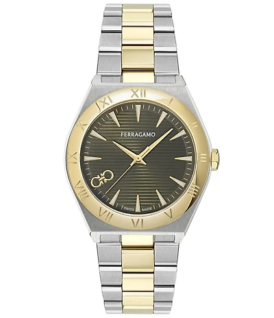 Salvatore Ferragamo Men's Vega Upper East Quartz Analog Two Tone Stainless Steel Bracelet Watch