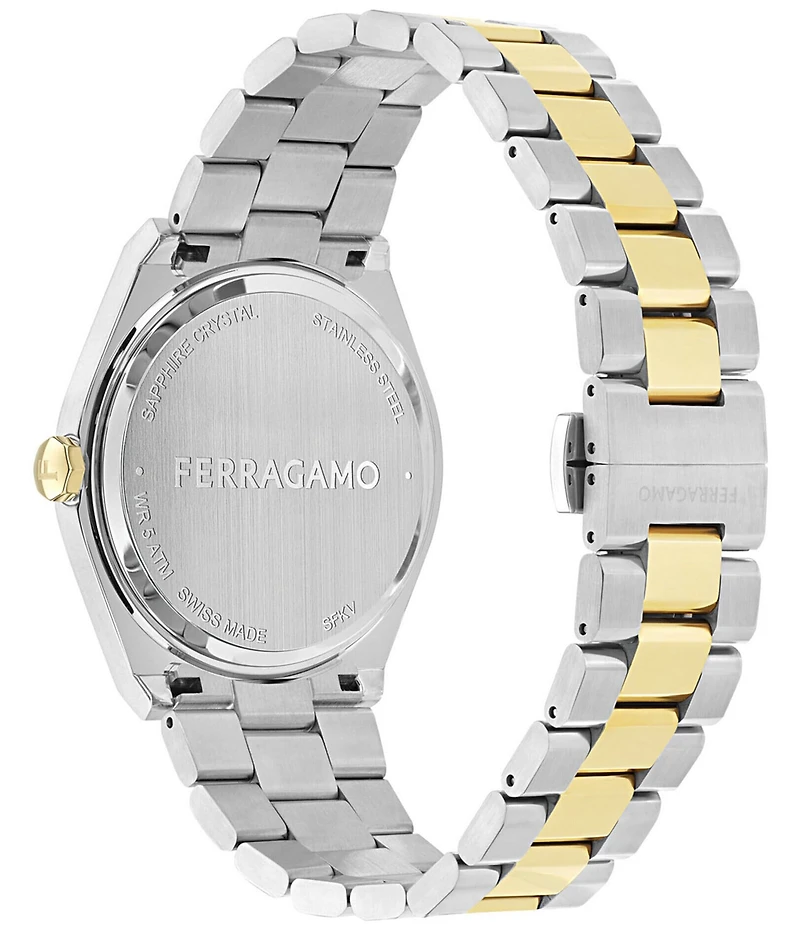 Salvatore Ferragamo Men's Vega Upper East Quartz Analog Two Tone Stainless Steel Bracelet Watch