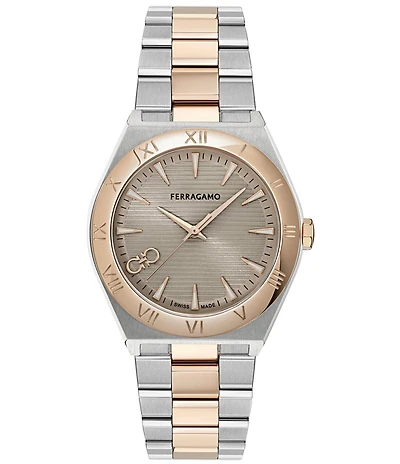 Salvatore Ferragamo Men's Vega Upper East Quartz Analog Two Tone Stainless Steel Bracelet Watch