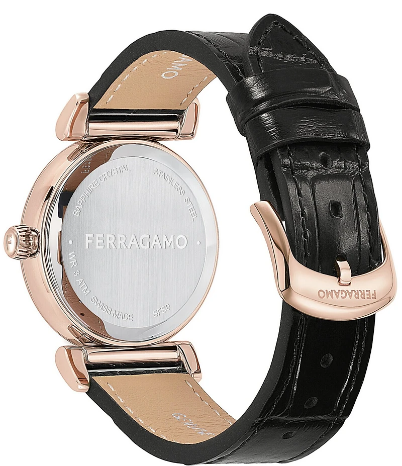 Salvatore Ferragamo Women's Allure Quartz Analog Black Leather Strap Watch