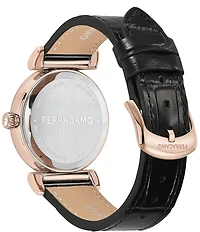 Salvatore Ferragamo Women's Allure Quartz Analog Black Leather Strap Watch