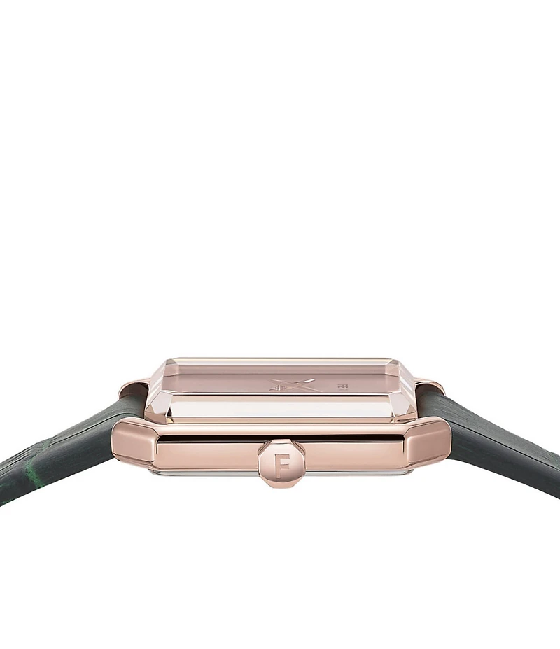 Salvatore Ferragamo Women's Crystal Quartz Analog Green Leather Strap Watch