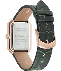 Salvatore Ferragamo Women's Crystal Quartz Analog Green Leather Strap Watch