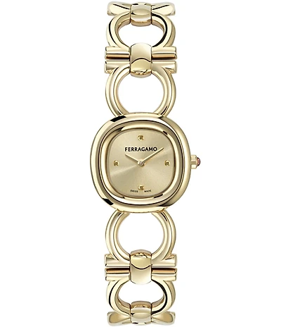 Salvatore Ferragamo Women's Double Gancini Analog Gold Tone Stainless Steel Bracelet Watch