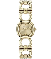Salvatore Ferragamo Women's Double Gancini Analog Gold Tone Stainless Steel Bracelet Watch