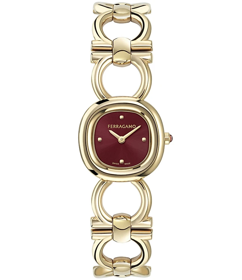 Salvatore Ferragamo Women's Double Gancini Analog Gold Tone Stainless Steel Bracelet Watch