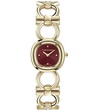 Salvatore Ferragamo Women's Double Gancini Analog Gold Tone Stainless Steel Bracelet Watch