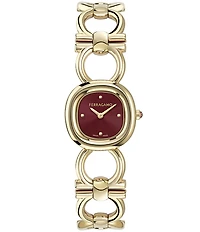 Salvatore Ferragamo Women's Double Gancini Analog Gold Tone Stainless Steel Bracelet Watch