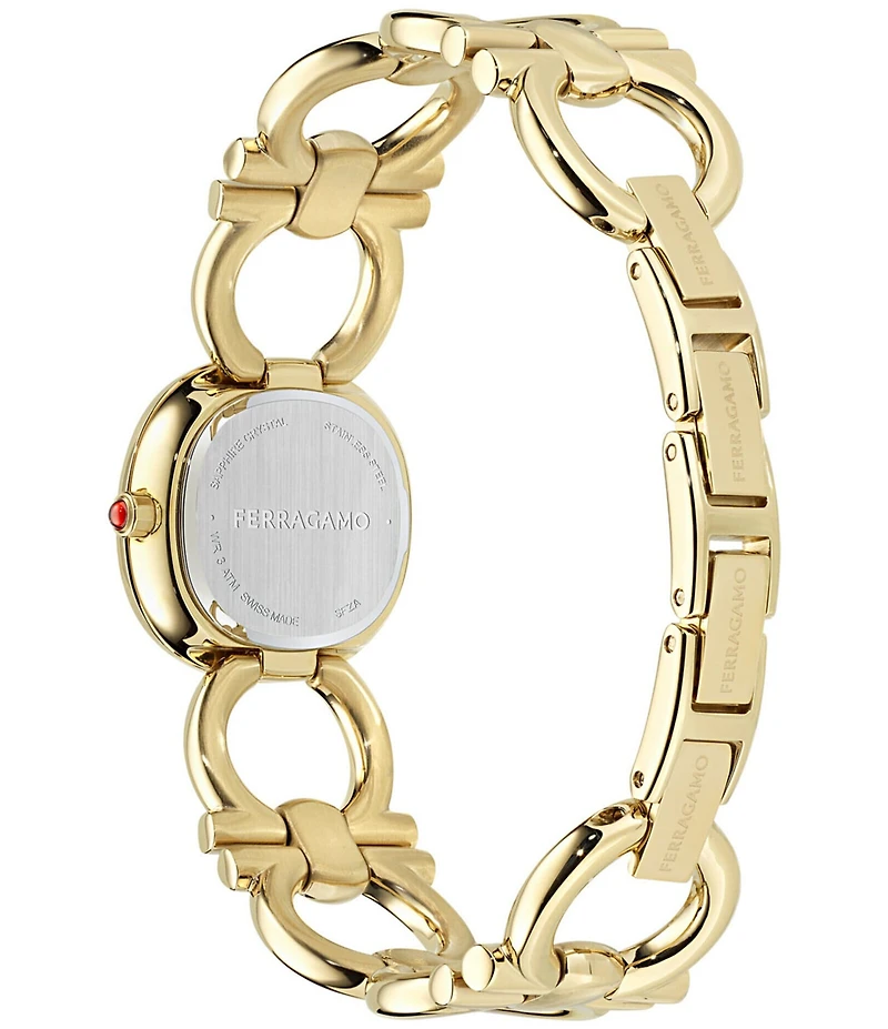 Salvatore Ferragamo Women's Double Gancini Analog Gold Tone Stainless Steel Bracelet Watch