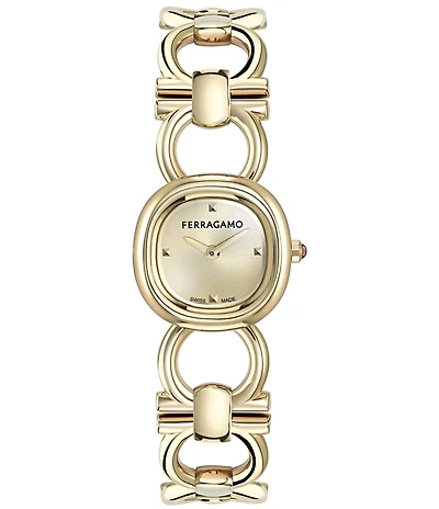 Salvatore Ferragamo Women's Double Gancini Petite Quartz Analog Gold Tone Stainless Steel Bracelet Watch