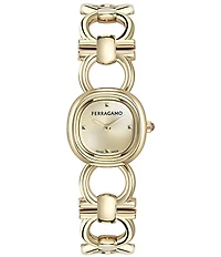 Salvatore Ferragamo Women's Double Gancini Petite Quartz Analog Gold Tone Stainless Steel Bracelet Watch