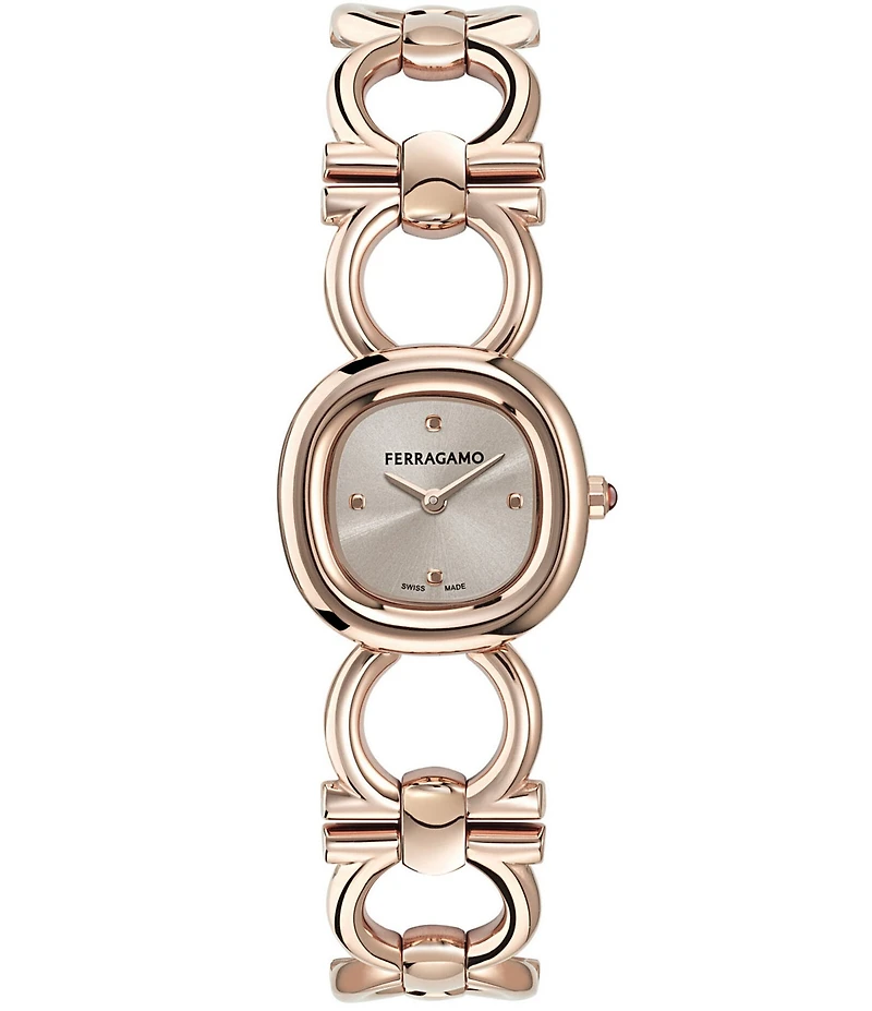 Salvatore Ferragamo Women's Double Gancini Quartz Analog Rose Gold Tone Stainless Steel Bracelet Watch