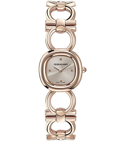 Salvatore Ferragamo Women's Double Gancini Quartz Analog Rose Gold Tone Stainless Steel Bracelet Watch