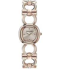 Salvatore Ferragamo Women's Double Gancini Quartz Analog Rose Gold Tone Stainless Steel Bracelet Watch