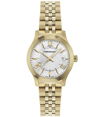 Salvatore Ferragamo Women's Duo Analog Gold Tone Bracelet Watch