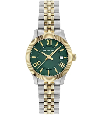 Salvatore Ferragamo Women's Duo Analog Two Tone Stainless Steel Bracelet Watch