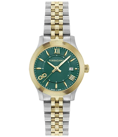 Salvatore Ferragamo Women's Duo Mini Quartz Analog Two Tone Stainless Steel Bracelet Watch