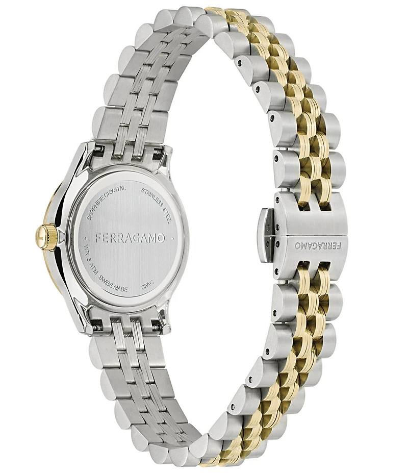 Salvatore Ferragamo Women's Duo Mini Quartz Analog Two Tone Stainless Steel Bracelet Watch