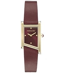 Salvatore Ferragamo Women's Ferragamo Asymetrique Quartz Analog Burgundy Leather Strap Watch