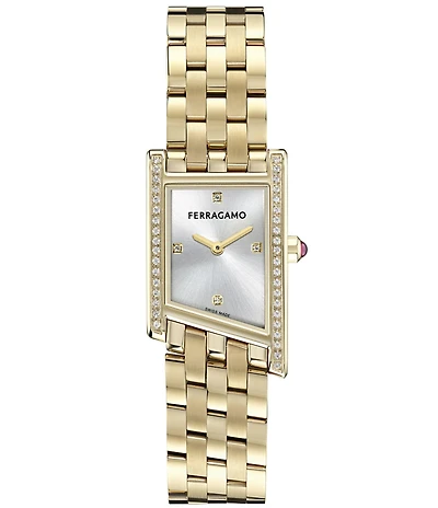 Salvatore Ferragamo Women's Ferragamo Asymetrique Quartz Analog Gold Tone Stainless Steel Bracelet Watch