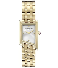 Salvatore Ferragamo Women's Ferragamo Asymetrique Quartz Analog Gold Tone Stainless Steel Bracelet Watch