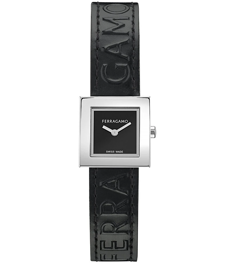 Salvatore Ferragamo Women's Ferragamo Portrait Analog Black Leather Strap Watch