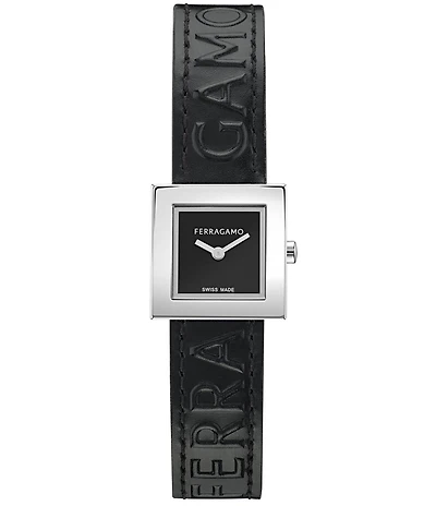 Salvatore Ferragamo Women's Ferragamo Portrait Analog Black Leather Strap Watch