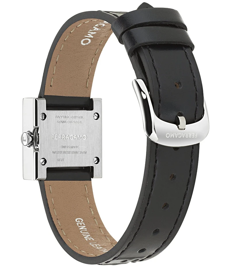 Salvatore Ferragamo Women's Ferragamo Portrait Analog Black Leather Strap Watch