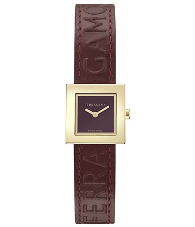 Salvatore Ferragamo Women's Ferragamo Portrait Analog Burgundy Leather Strap Watch