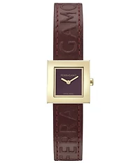 Salvatore Ferragamo Women's Ferragamo Portrait Analog Burgundy Leather Strap Watch