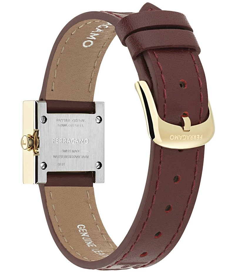 Salvatore Ferragamo Women's Ferragamo Portrait Analog Burgundy Leather Strap Watch