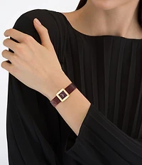 Salvatore Ferragamo Women's Ferragamo Portrait Analog Burgundy Leather Strap Watch