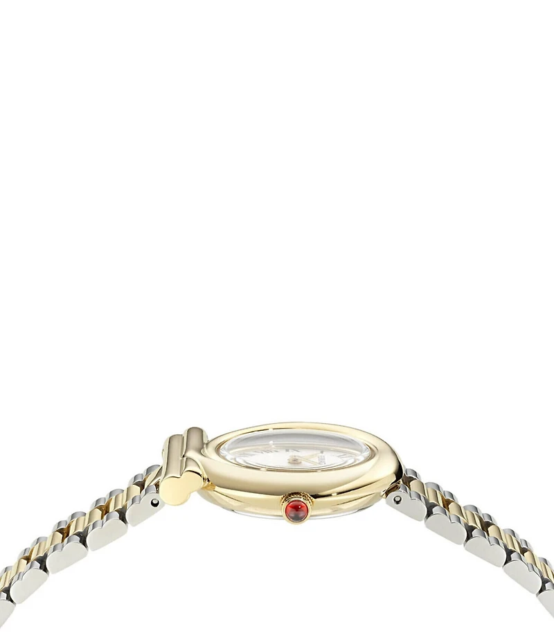 Salvatore Ferragamo Women's Gancini Twisted Analog Two Tone Stainless Steel Bracelet Watch