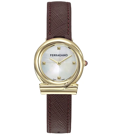 Salvatore Ferragamo Women's Gancini Twisted Quartz Analog Gold Tone Stainless Steel Bracelet Watch