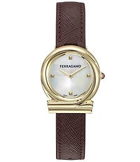 Salvatore Ferragamo Women's Gancini Twisted Quartz Analog Gold Tone Stainless Steel Bracelet Watch