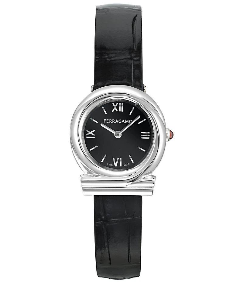 Salvatore Ferragamo Women's Gancini Twisted Quartz Analog Leather Strap Watch